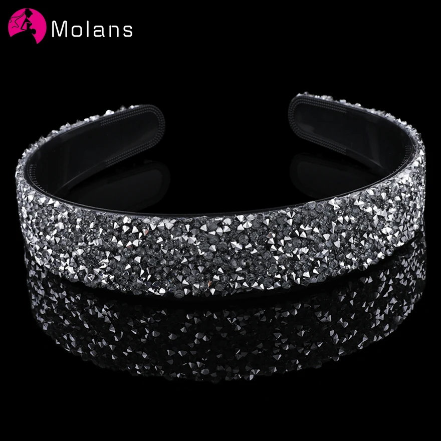 Molans Charming Tattered Drill Hairbands Non-slip Toothed Plastic Female Fashion Headbands Full Rhinestone Girl Hair Accessories