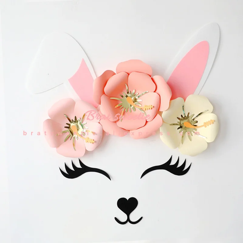 Kitty Party DIY Fake Paper Flower Artificial Flowers Set for Rabbit Cat Flamingo Birthday Wall Wedding Decoration Party Supplies - Цвет: rabbit set 2