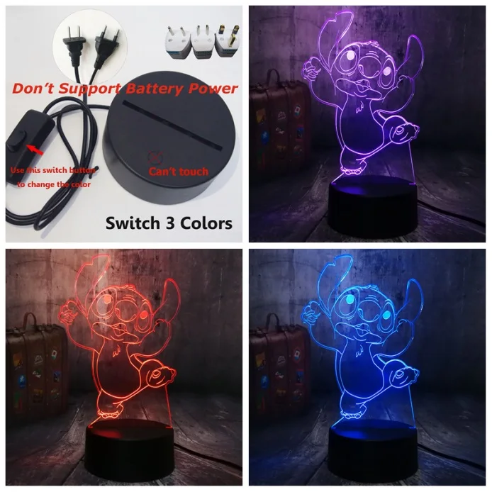 Switch One 3 Color Новинка мультфильм Танцы стежка милые дети подарок 3D светодиодный Ночной светильник 7 цветов изменить LED Настольная лампа праздник Рождественский подарок домашний декор - Испускаемый цвет: Switch One 3 Color