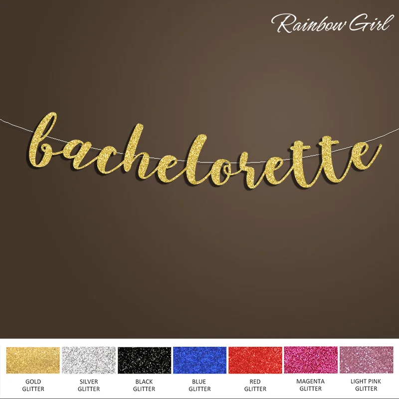 Золотой/Серебряный Блестящий курсивный баннер с буквенным принтом Свадебный