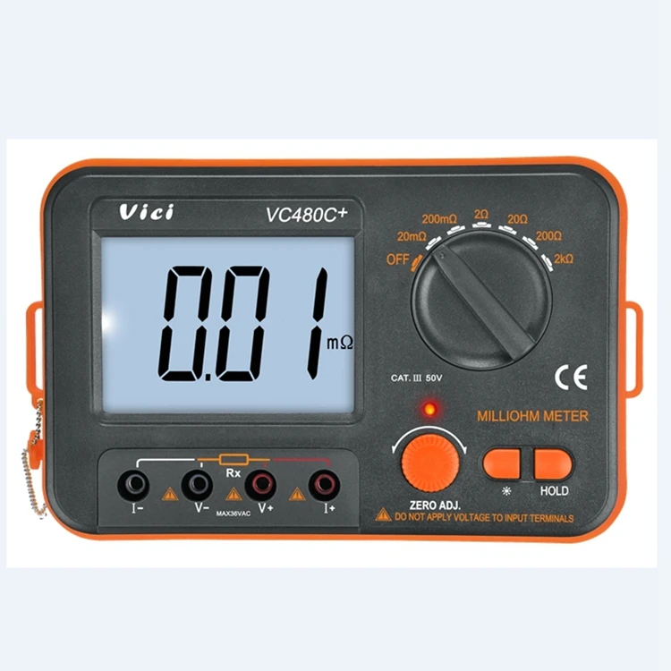 3 1/2 цифровой измеритель Milli-ohm VC480C+ ЖК-дисплей с подсветкой 4 провода тест низкое сопротивление мультиметр 6 диапазонов точность измеритель VICI бренд