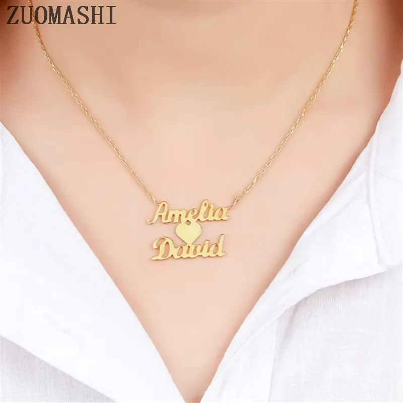 Ожерелье с двумя именами на заказ ожерелье 2 любовным сердцем чокеры именем