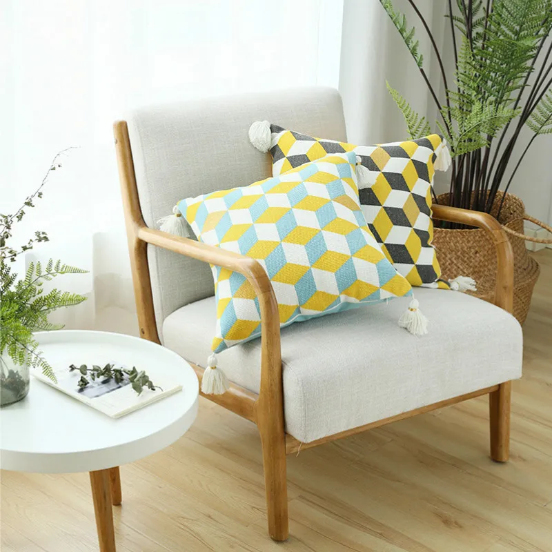 Чехол для подушки DUNXDECO геометрический рисунок 45x45 см