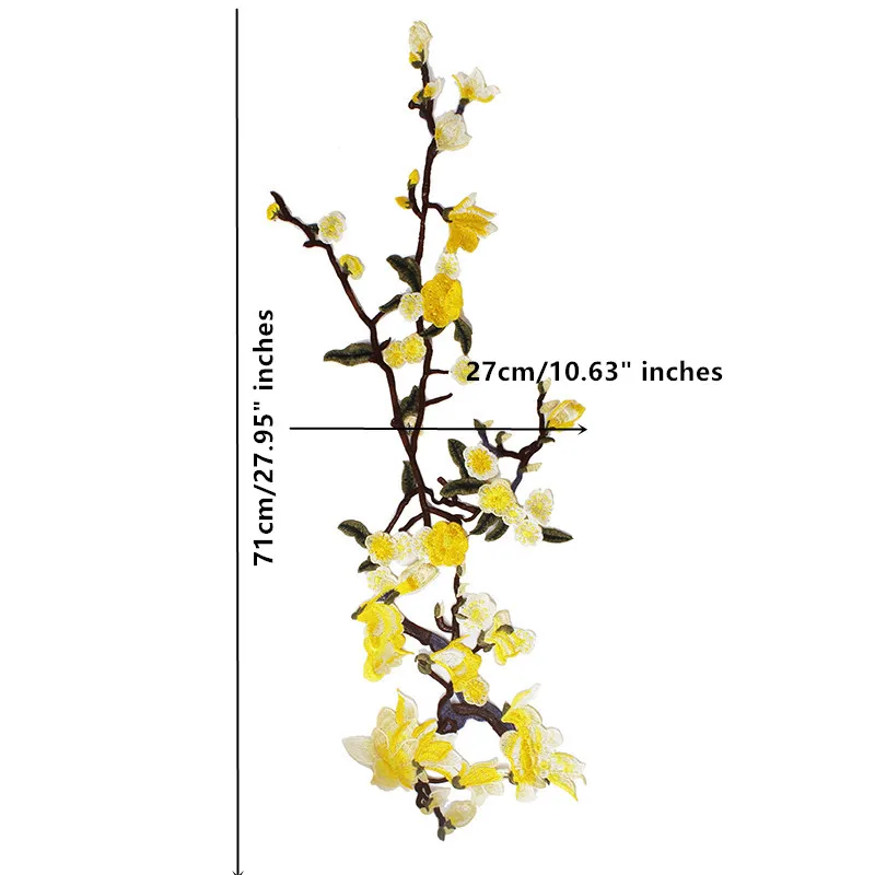 10 шт. длинные желтые сливы вышивка кружевные нашивки аппликации кружевная ткань