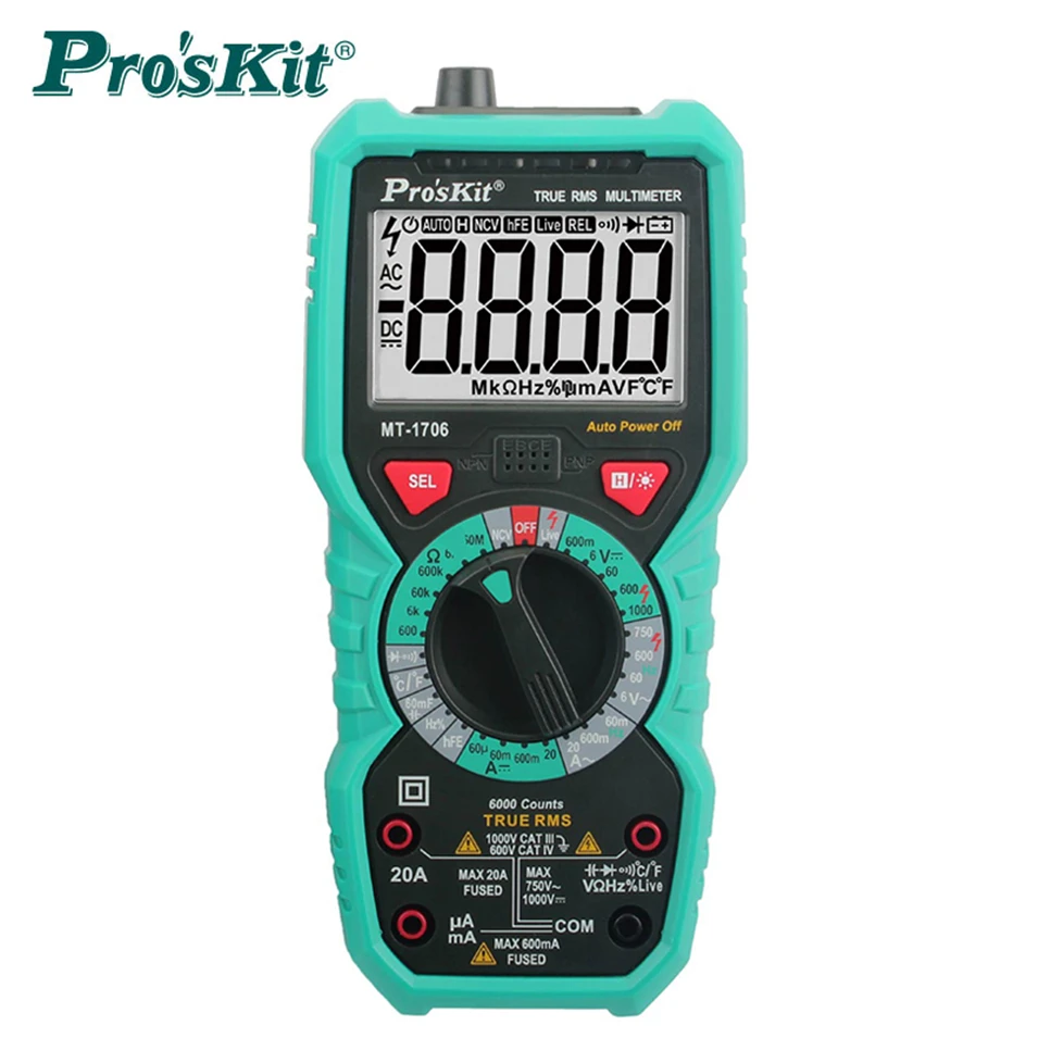 Hot Pro'skit MT-1706 True RMS Высокоточный Многофункциональный мультиметр антигорящий