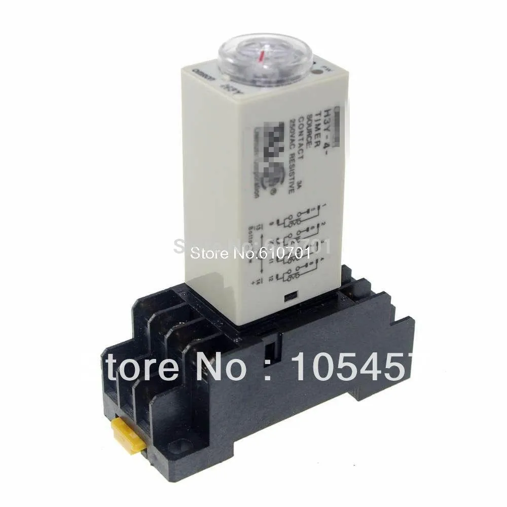 1 шт. 12VDC/24VDC/24VAC/110VAC/220VAC H3Y-4 питания на время задержки реле Таймер 2 0 ~ 60S Контактная