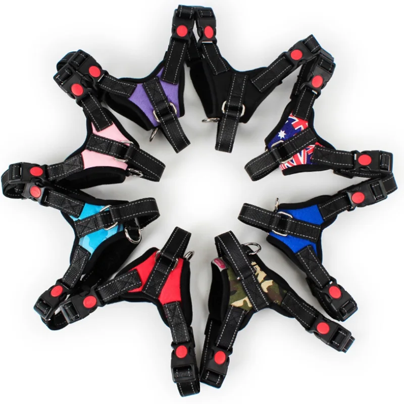 Средний крепление на большого собаку нейлон Светоотражающий ошейник сбруя жилет