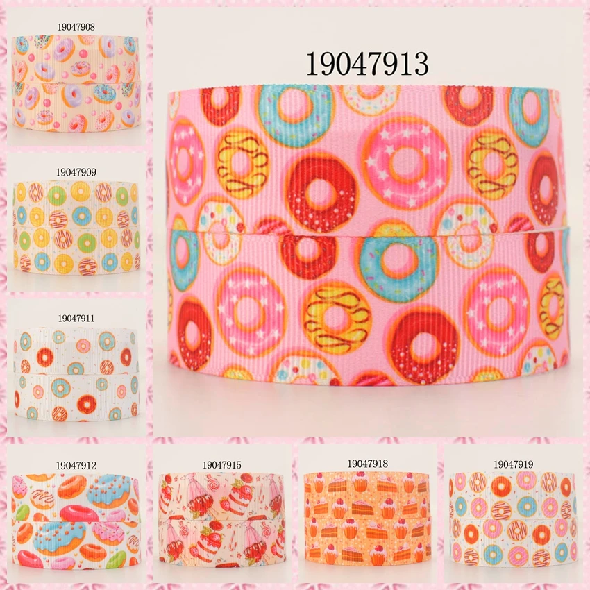 

New 50 yards colorful doughnuts pattern ribbon printed grosgrain ribbon 19047909