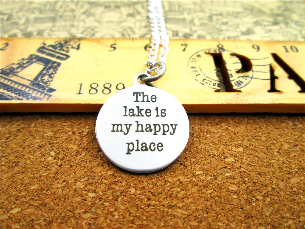 3 шт./лот модное ожерелье из нержавеющей стали &quotthe lake is my happy место&quot кулон