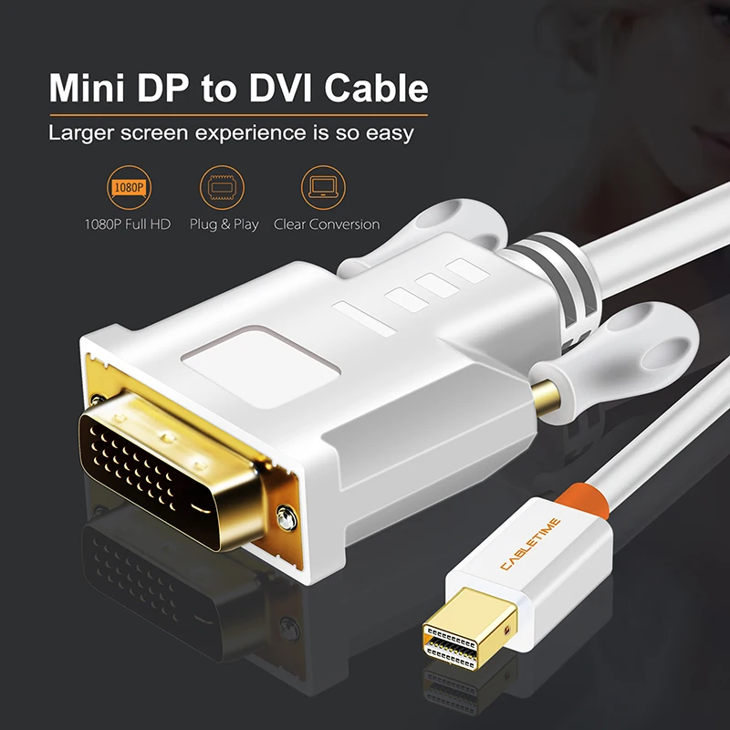 Кабельный конвертер Thunderbolt Mini Displayport DP в DVI адаптер для ноутбука MacBook Pro AiMini