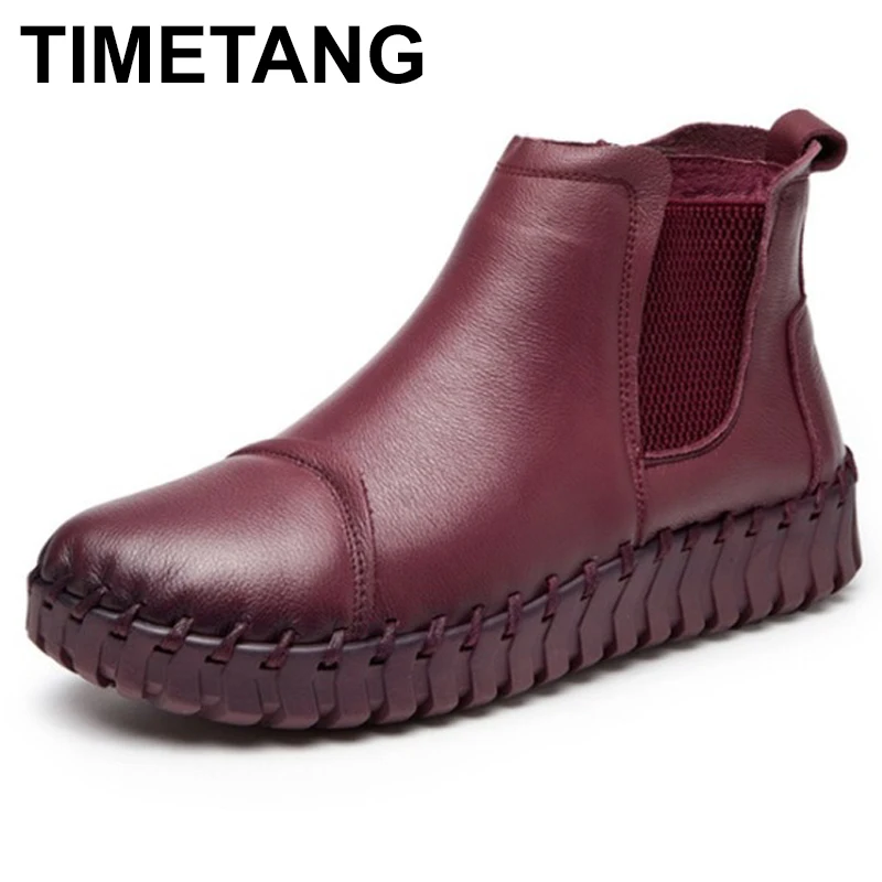 TIMETANG осень новый хит продаж модные женские кожаные ботинки с дикий низкие