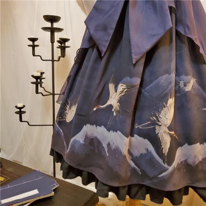 

Chinese style han element sweet lolita dress vintage bowknot high waist victorian dress kawaii girl gothic lolita jsk loli cos