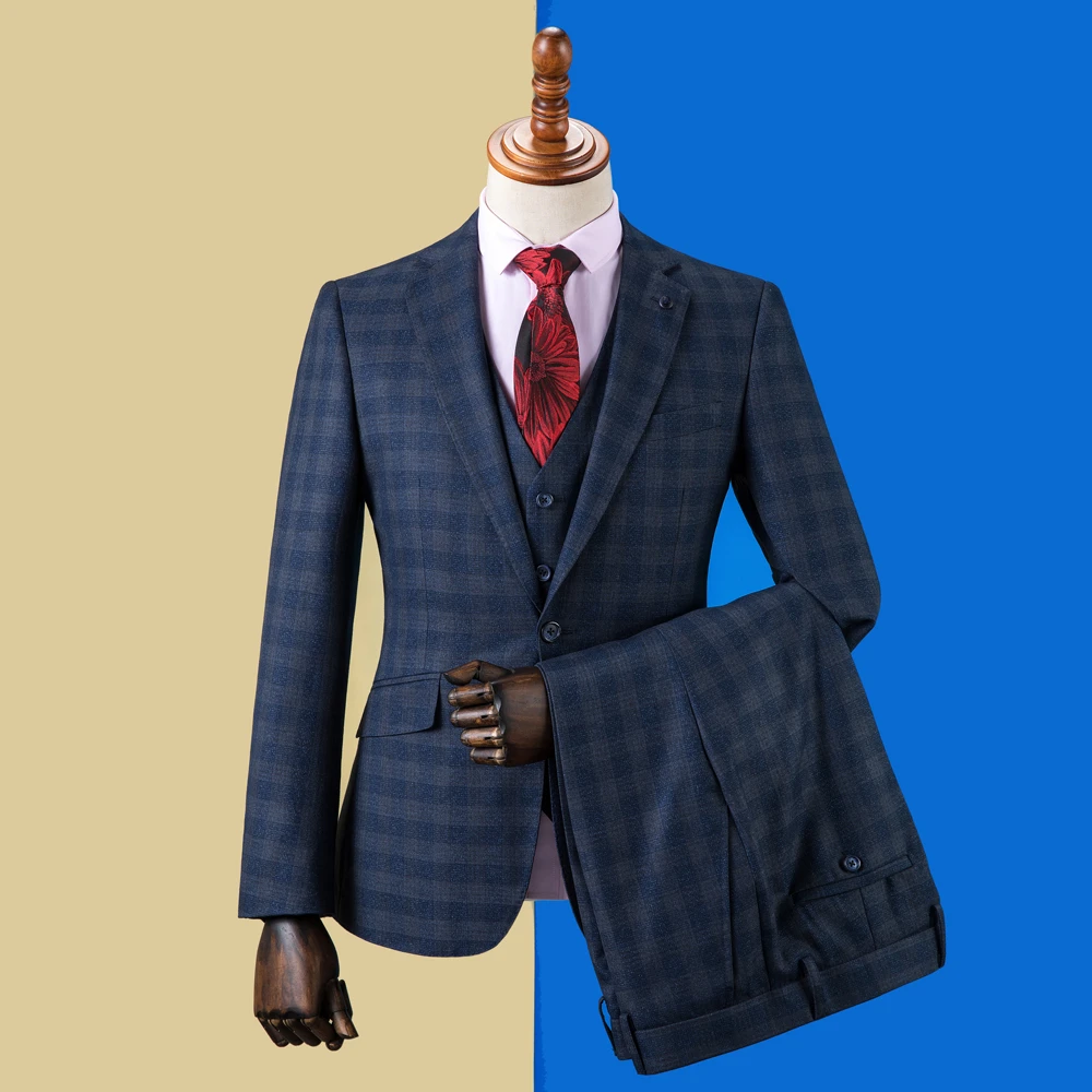 Blazer Pants Vest OSCN7 мужские костюмы в полоску на заказ, приталенный мужской костюм для свадебной вечеринки, модный костюм из 3 предметов, блейзер, брюки, жилет, ZM-592 - Цвет: Blazer Pants Vest