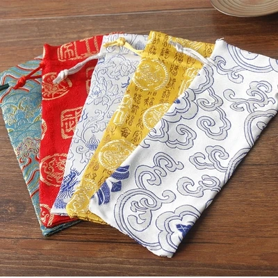 Очень длинная подарочная упаковка с рисунками удачи сумка из шелковой парчи на