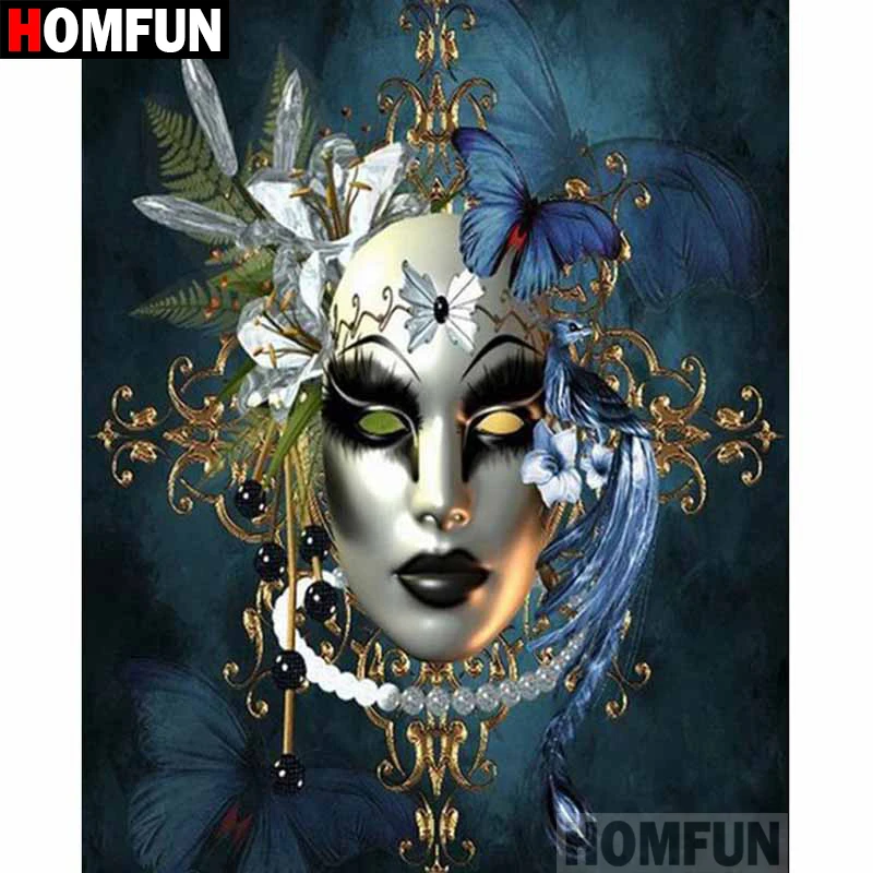 Алмазная живопись HOMFUN A18647 картина Маска-бабочка с полными квадратными/круглыми