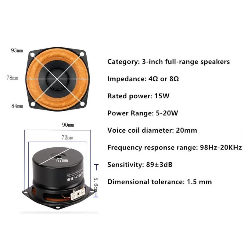 OUX Audio Labs 3 дюймовые Hi Fi полнодиапазонные динамики 4 8 Ом круговой/квадратный