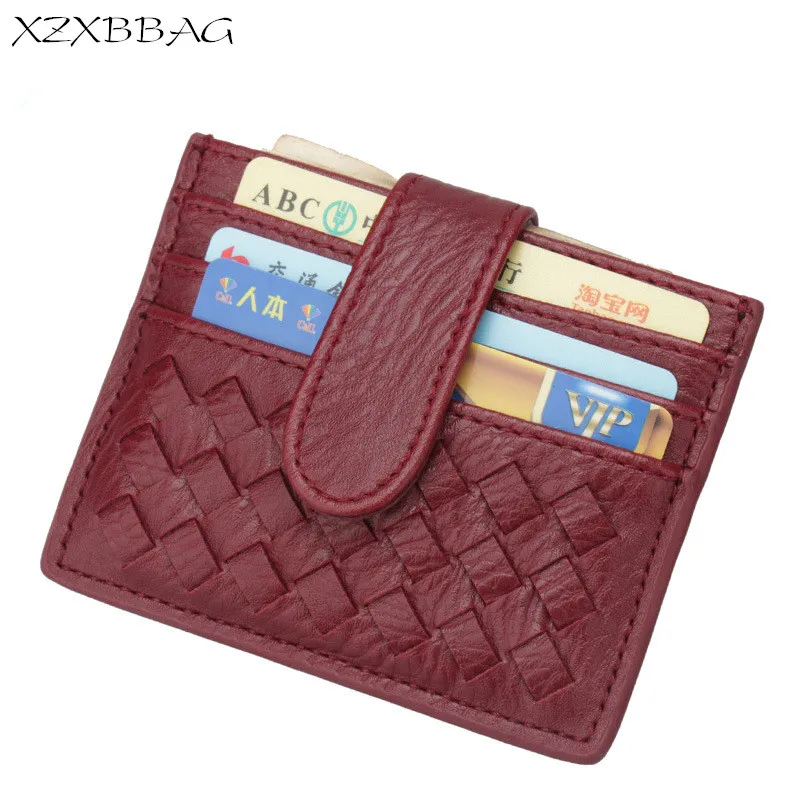 XZXBBAG PU Тонкий тканый чехол для карт сумка женщин маленький кошелек держатель ID