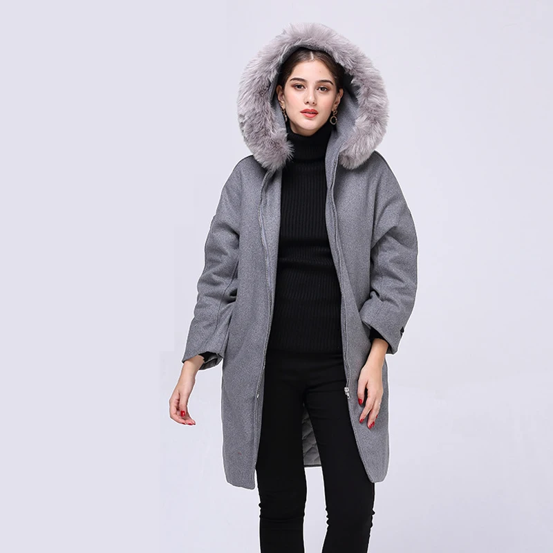 Женские пальто с капюшоном зимняя Толстая куртка съемный меховой воротник на