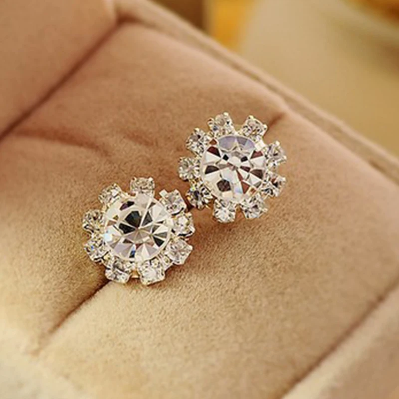 Женские сережки гвоздики Mossovy серьги из циркона в Корейском стиле с цветами