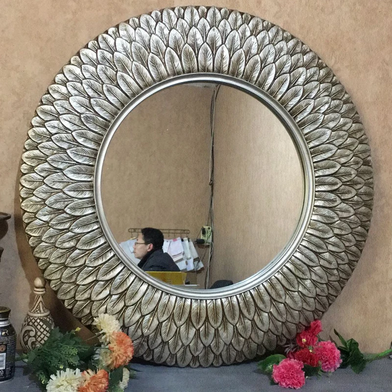 European Mirror Antique round Bathroom Feather Shape Decoration wall bathroom sinks mirror | Обустройство дома
