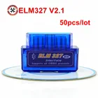 Автомобильный диагностический мини-сканер ELM327 Bluetooth OBD2, 50 шт.лот, Бесплатная доставка DHL, ELM 327 V2.1, считыватель кодов Escaner