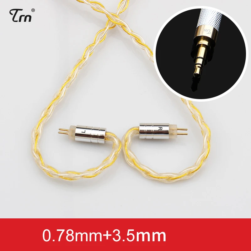 3.5mm 0.78mm TRN 8-ядерный MMCX кабель 3,5 мм 2,5 мм Баланс разъем для Shure SE215 SE535 SE846 0,78 мм 0,75 мм 2 Pin ZS3 ZST W4R посеребренные кабели - Цвет: 3.5mm 0.78mm