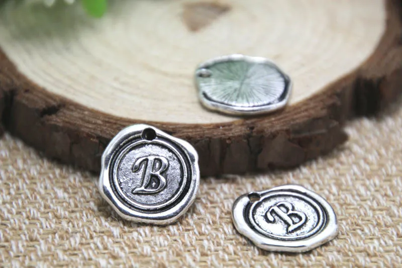 

15pcs-Letter B Alphabet Charms Pendant silver tone 18x18mm