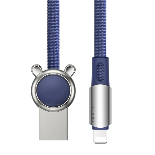 Blue Fortunate Mouse ROCK Китайский кабель зодиака для iPhone 8 zn-сплава зарядки синхронизации 2 в 1 кабель освещения для iPhone X XR Xs Max 8 7 6 Plus шнур передачи данных - Цвет: Blue Fortunate Mouse
