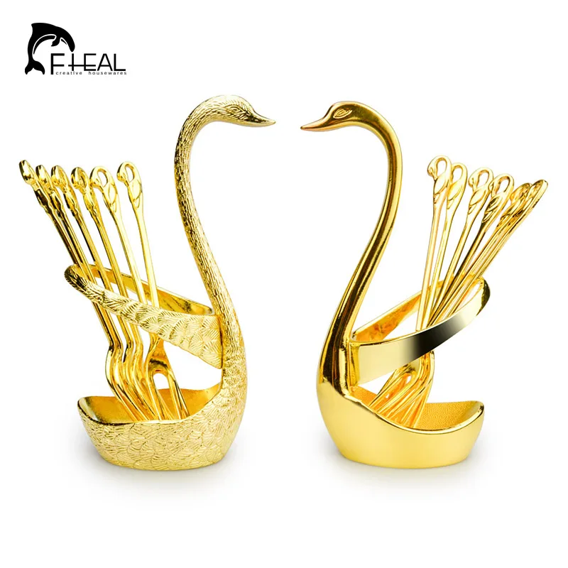 FHEAL модные креативные высококлассные посуда Лебедь фруктовый десерт набор вилок