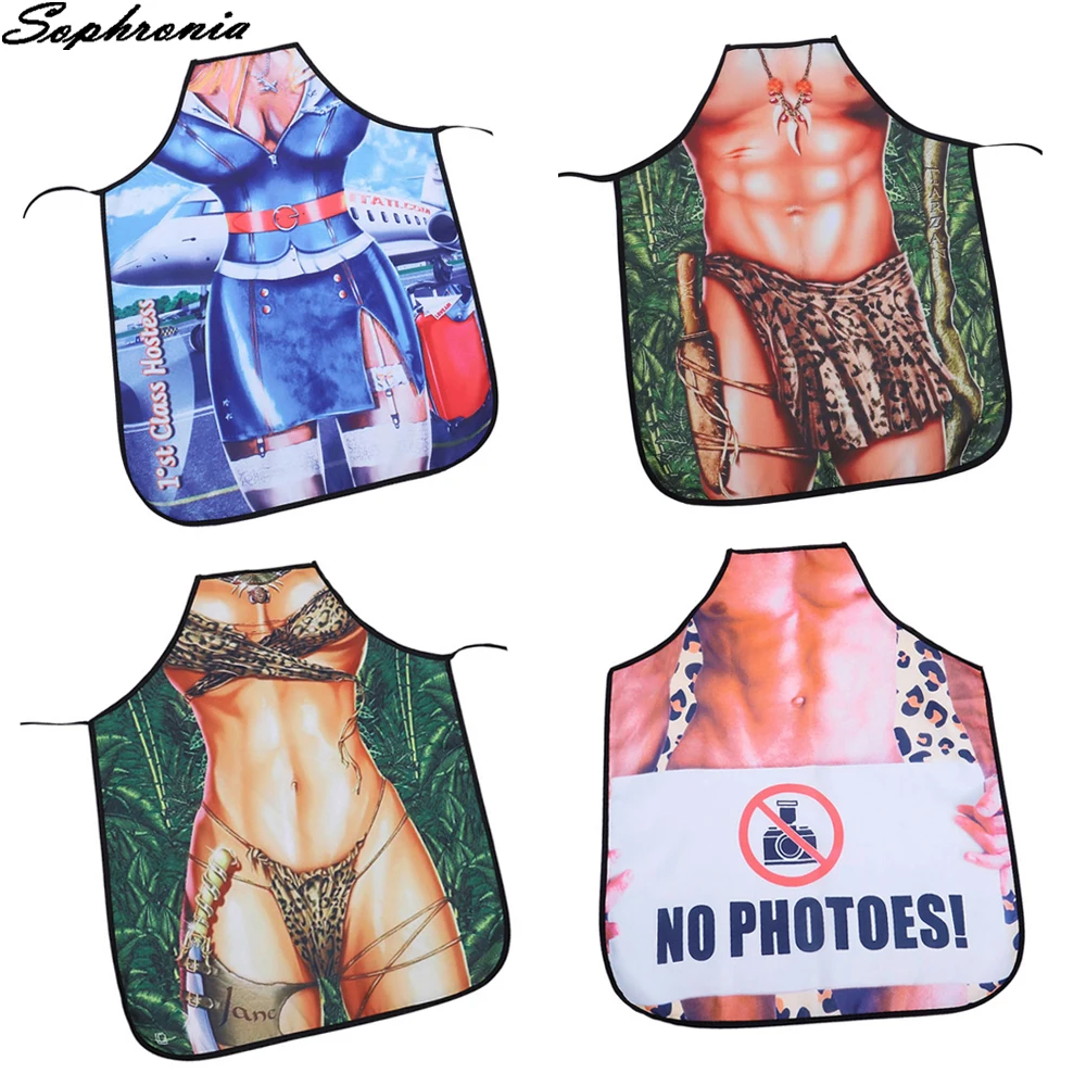 

Funny Sexy Cooking Apron Kitchen Aprons For Dinner Party Baking Woman And Man BBQ Party Cartoon Apron Delantal Cocina CWQ016