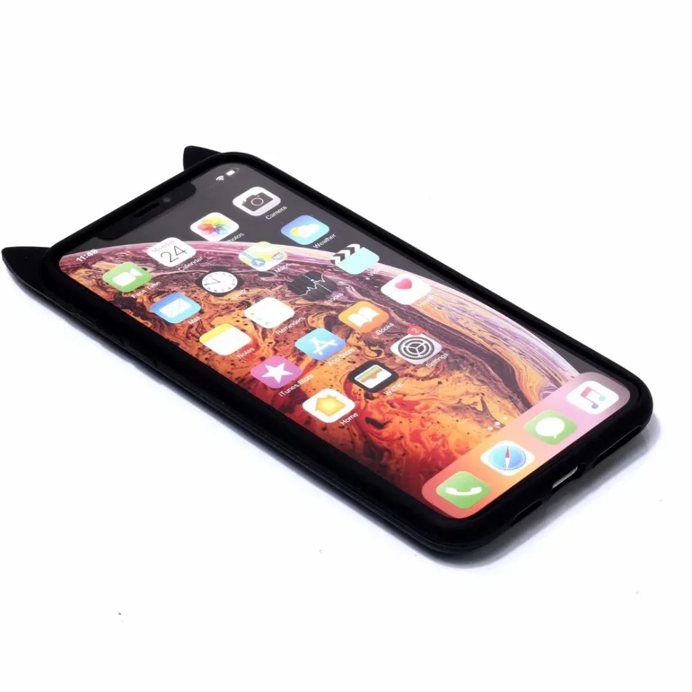 3D кошка улыбка уход за кожей лица Мягкий силиконовый чехол для Iphone XR XS MAX X 10 8 7 плюс