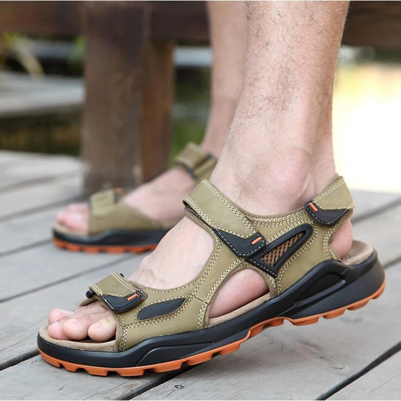 2020 мужские сандалии модные летние туфли на плоской подошве с застежкой липучкой