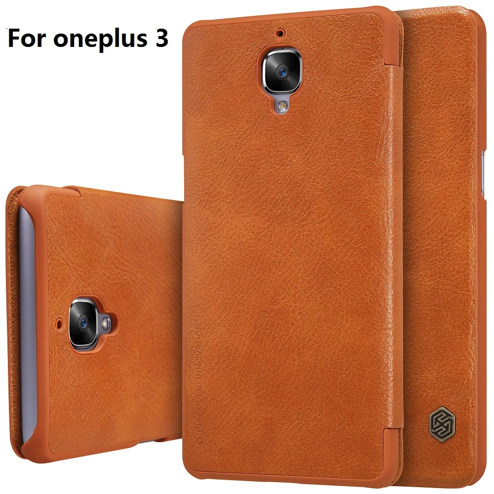 NILLKIN oneplus 3 case смарт проснуться Цинь Серии Кожаный бумажник Case обложка Для (5.5