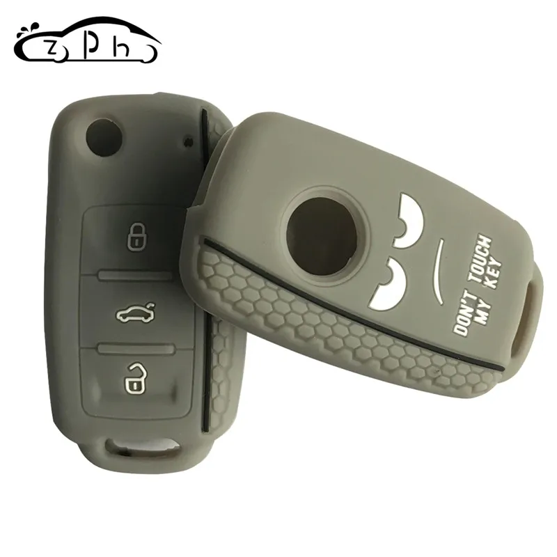 Серый Dont Touch My Key силиконовый дистанционный колпачок для VW Caddy Golf Jetta Polo Passat Scirocco Tiguan для Skoda Octavia Seat - Название цвета: Серый