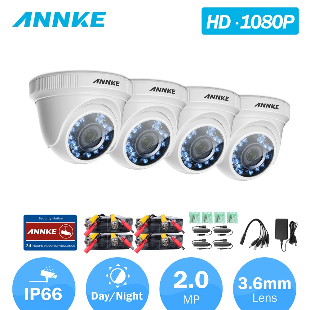 ANNKE 4 шт. C51BT 1080P HD TVI камера безопасности купольный комплект IP66 Всепогодный Корпус
