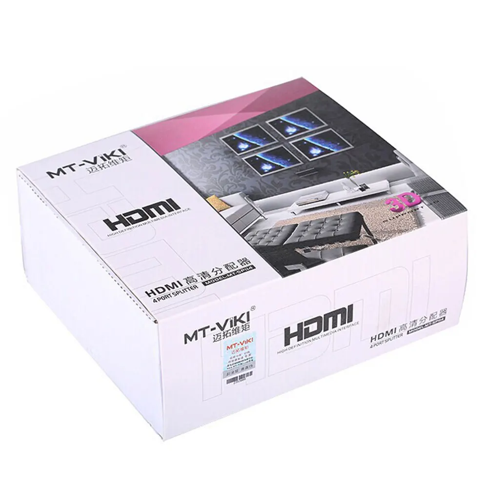 Hdcp Eletryc 1*4 Портов Hdmi Splitter Версии 1.4b Metal Box for Full Hd 1080 P Mt-sp114 (один Вход на 4 Выхода) |