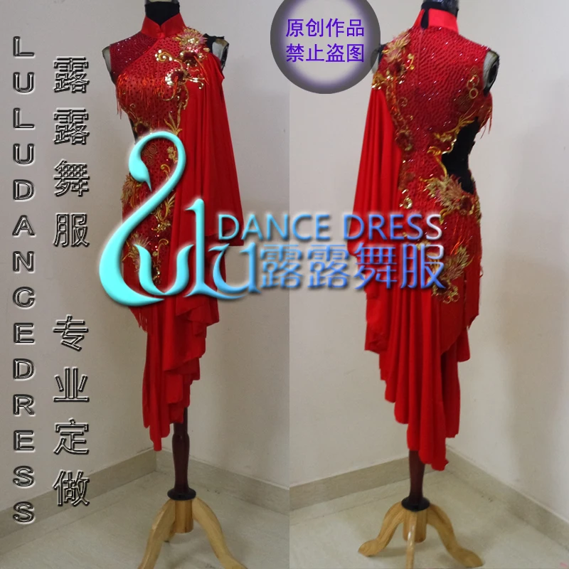 Фото Платье с кисточками для латинских танцев одежда девочек костюм сальсы платье