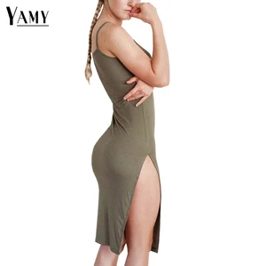 Платье женское короткое с разрезом, облегающее модное пляжное платье-карандаш без рукавов, с открытой спиной, лето 2021