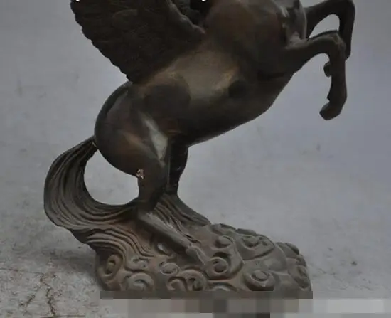 S1152 8 &quotКитайский Фэншуй Бронзовая медная Зодиак Летающая крыла лошадь успех