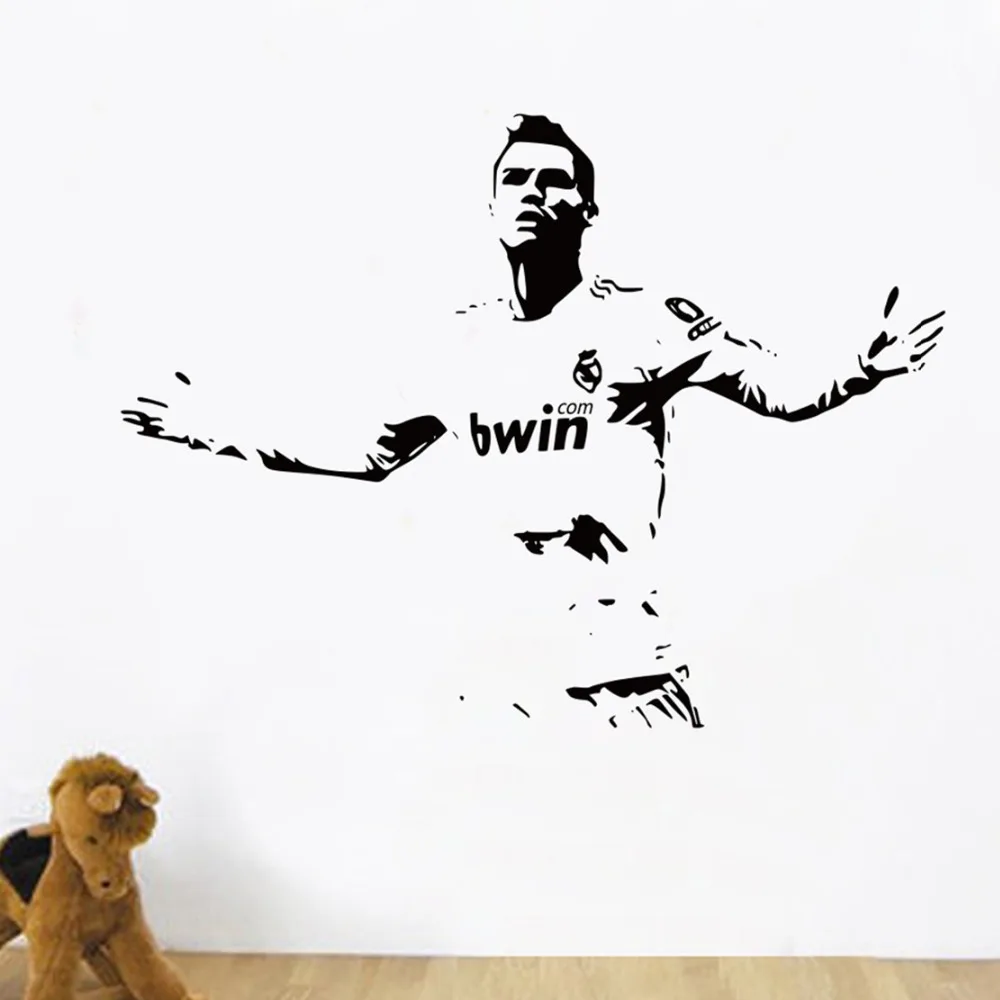 

Free shipping DIY Sports footballer wall stickers kids boys Lionel Cristiano Ronaldo after scoring of cheering room wall decor