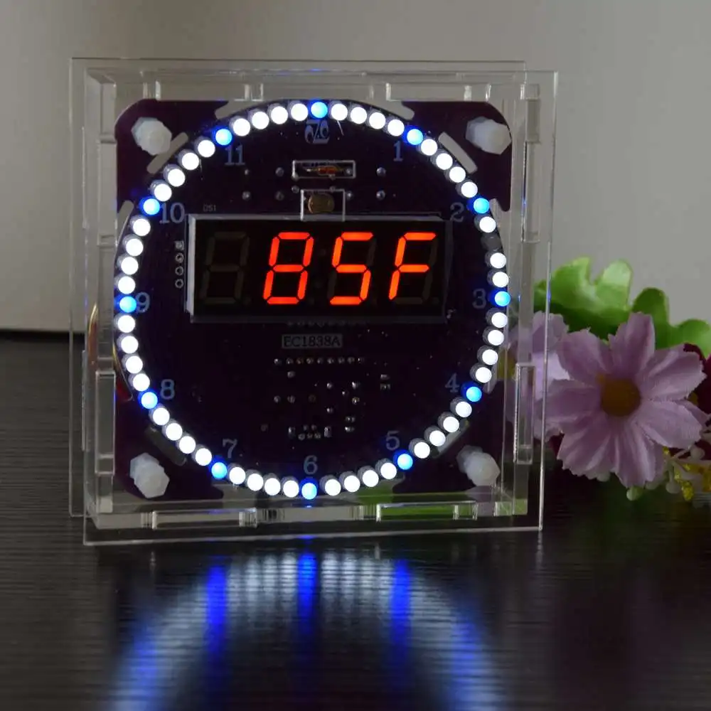 Четвертое поколение DIY EC1838A DS1302 светильник с управлением вращения светодиодный набор электронных часов вращающиеся электронные таймеры - Цвет: Red 1