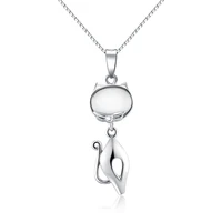 2018 rushed slide animal trendy new arrival 925 sterling pendants necklace for femancats eye opal pendant birthday gift