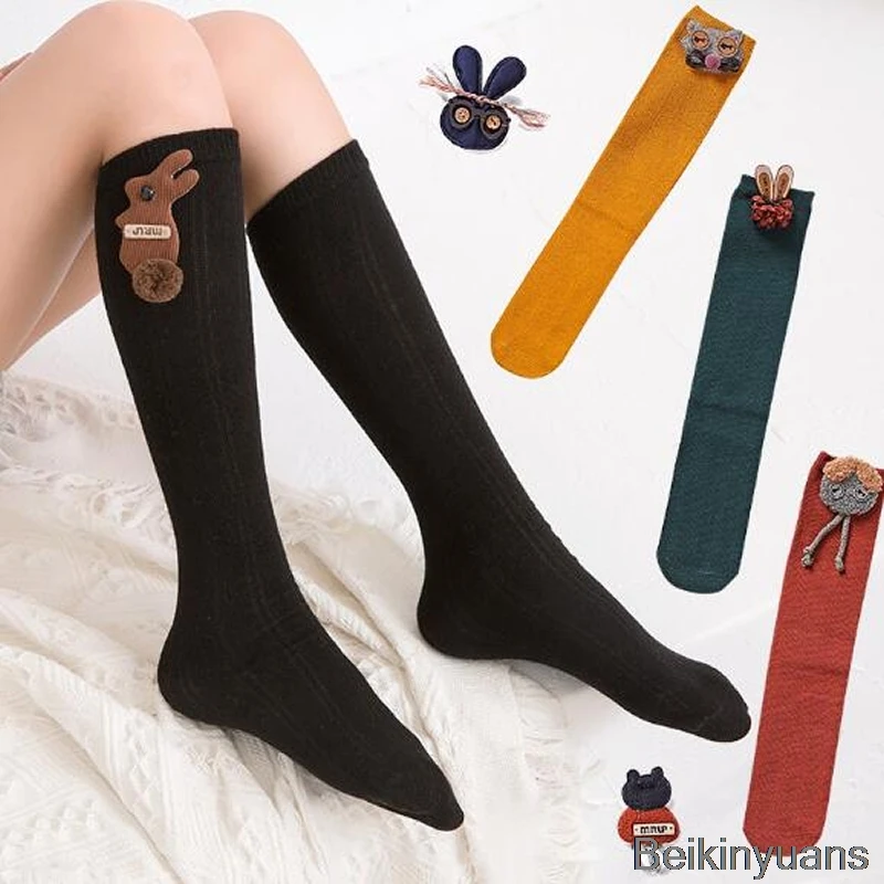 Модные милые носки для девочек хлопковые аксессуары разные цвета на выбор