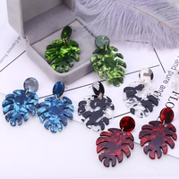 hocole fashion acrylic drop earrings for women leopard print leaf geometric dangle earring acetate brincos 2019 jewelry female