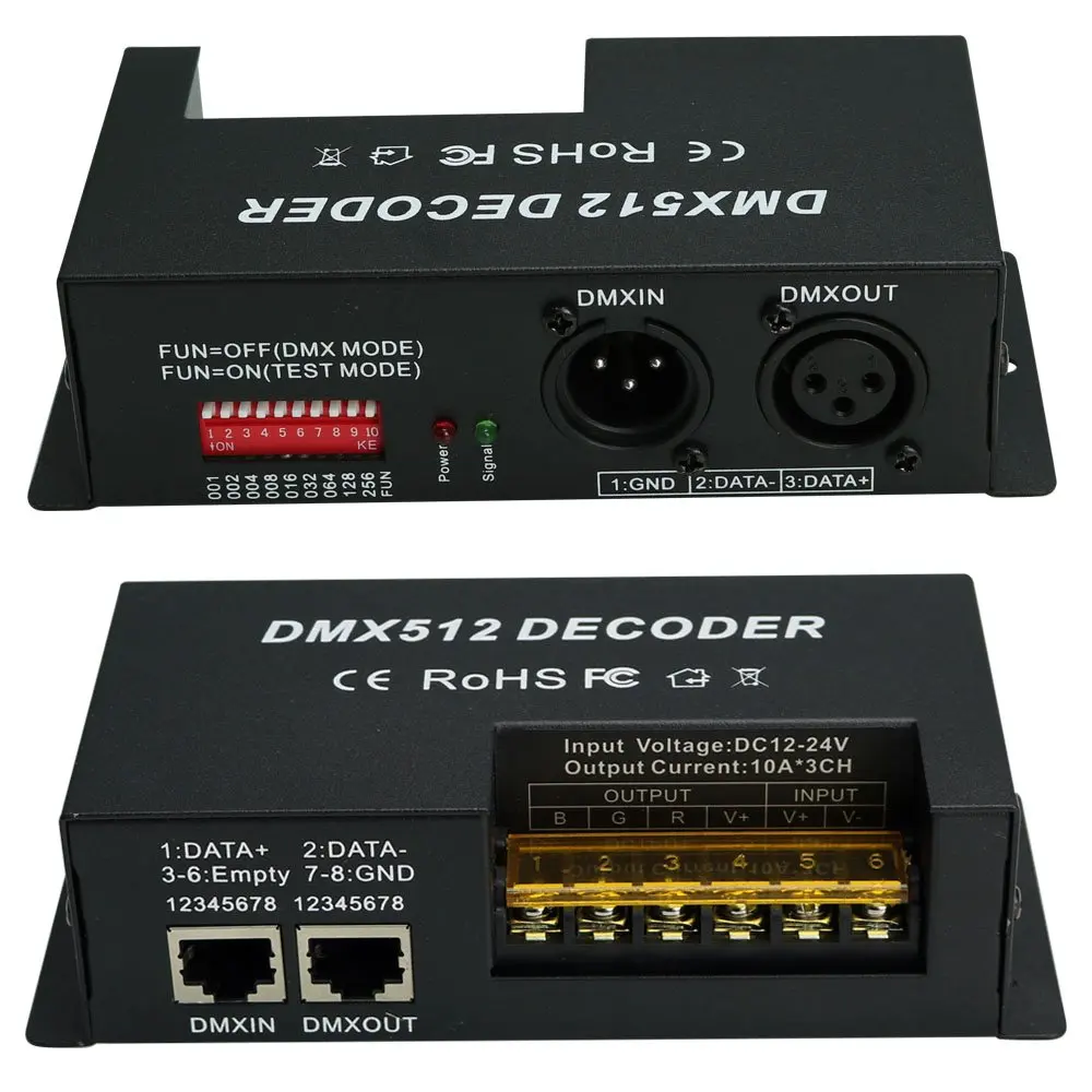 DMX 512 светодиодный декодер контроллер для RGB ленты полосы света диммер драйвер DC12
