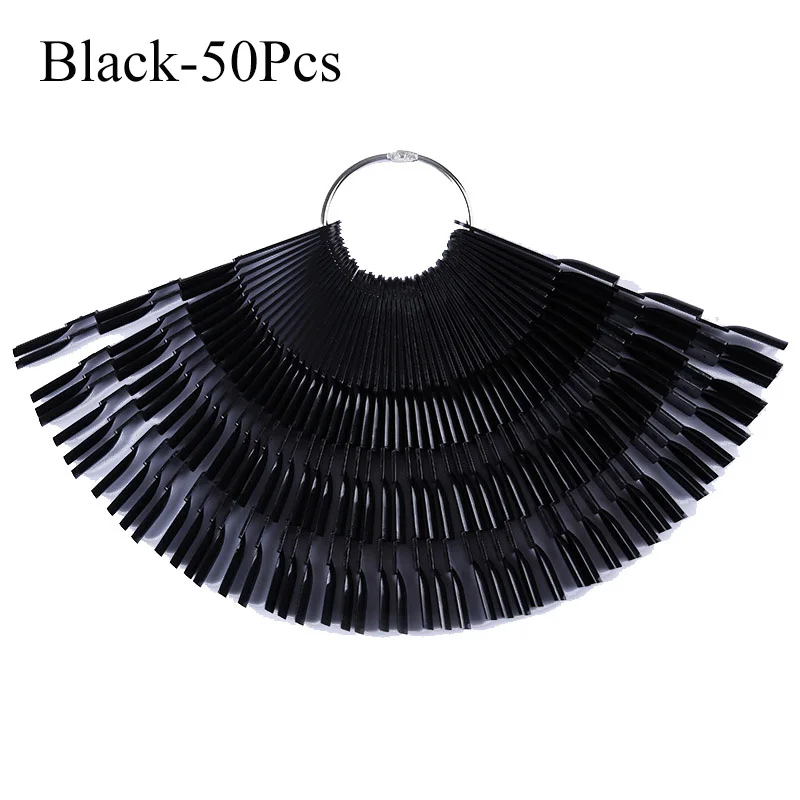 Black-2-50Pcs Накладные ногти пластиковые веерообразные накладные ногти акриловые натуральные прозрачные черные накладные ногти для ногтей - Цвет: Black-2-50Pcs