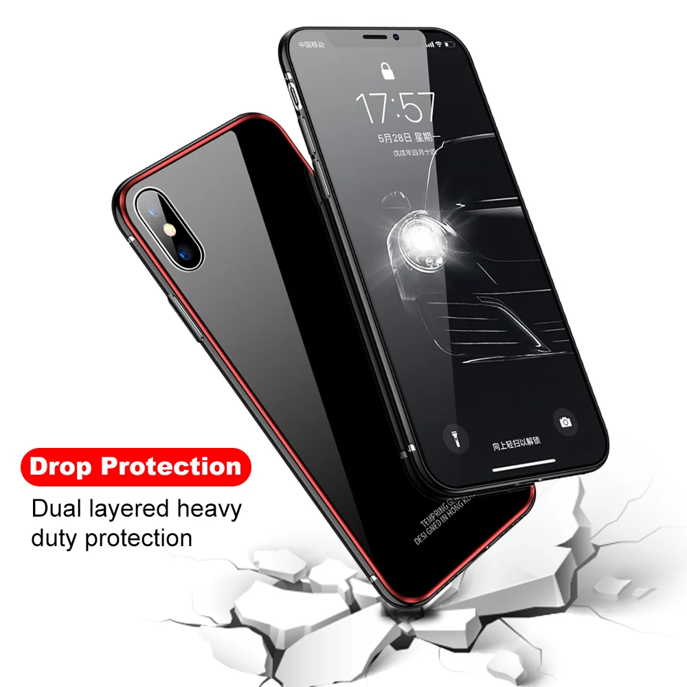 Чехол Ascromy для iPhone X, ударопрочный, 360, роскошное блестящее стекло, задняя крышка для iPhone XS Max XR 8 Plus 7 6 6S 10, аксессуары Coque