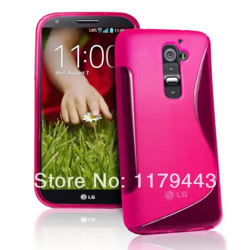 Wholesale 5 sets/lot S Line Wave Gel Case Cover For LG G2 D802 + Screen Protector Free Shipping |