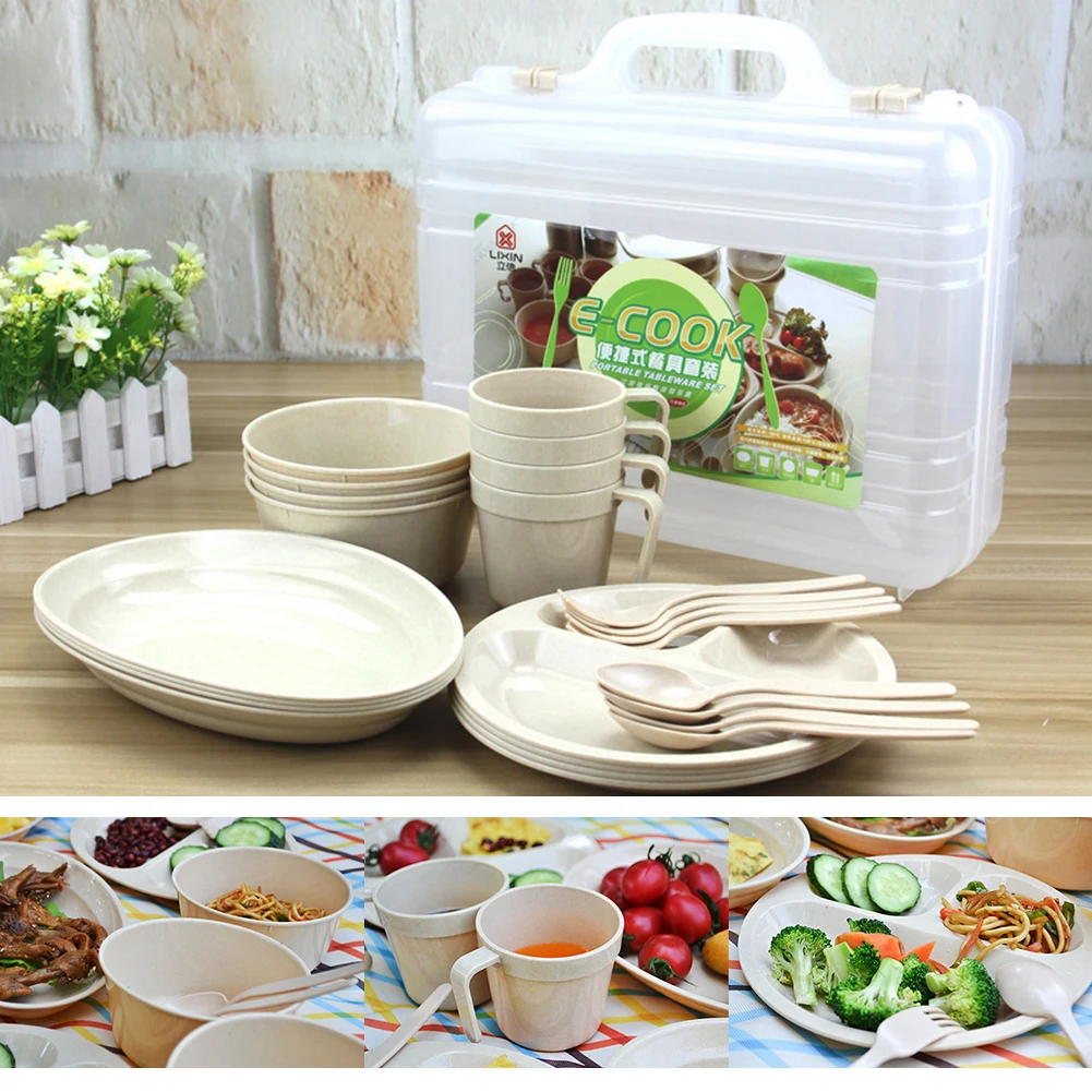 24 шт легкий барбекю ужин Практичный Прочный термостойкий набор столовых