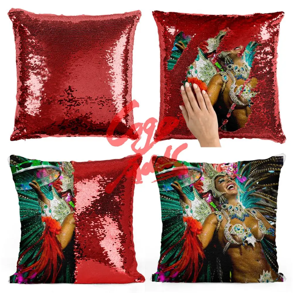 Карнавал в Рио де Жанейро Реверсивный блесток Подушка Чехол волшебный Цвет